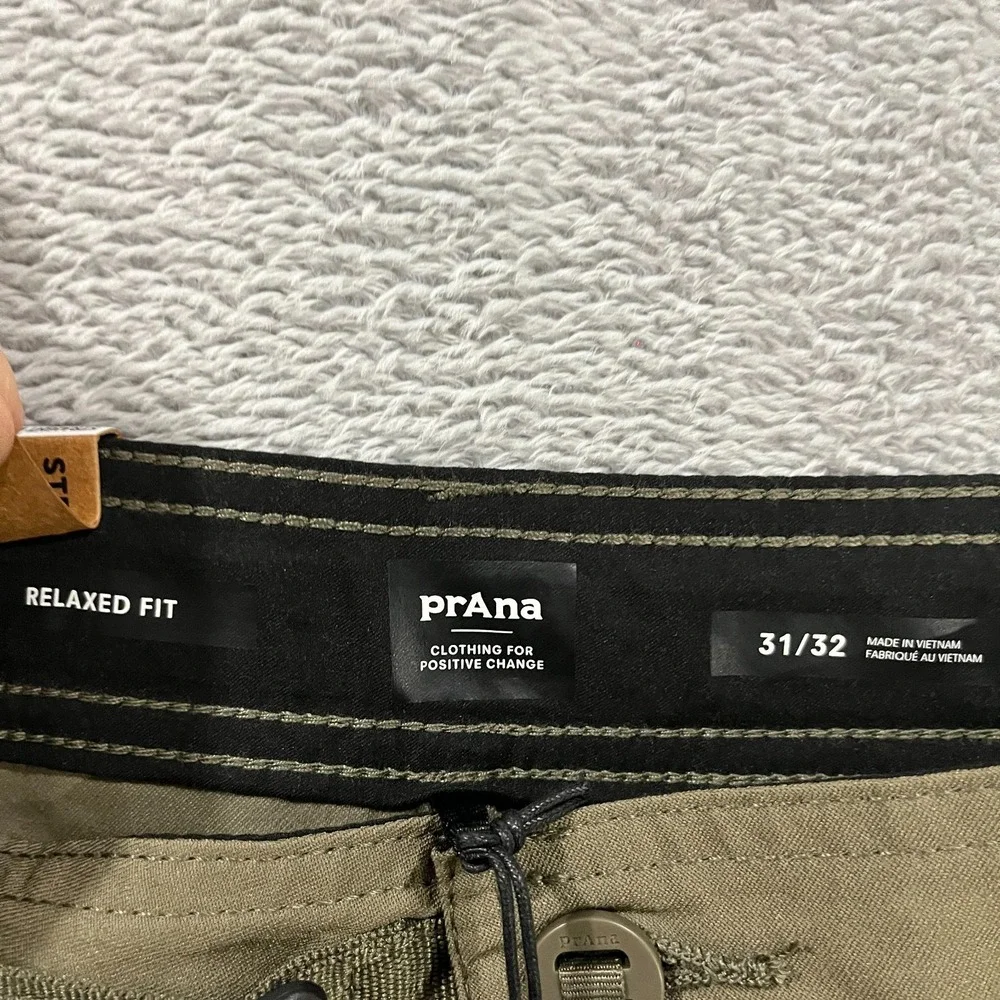 Prana Men's Stretch Zion Pant II Slate Green Hiking Outdoor 31x32 Roll Up Belted